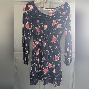 LC Lauren Conrad Floral Long Sleeve Dress - Navy and Pink